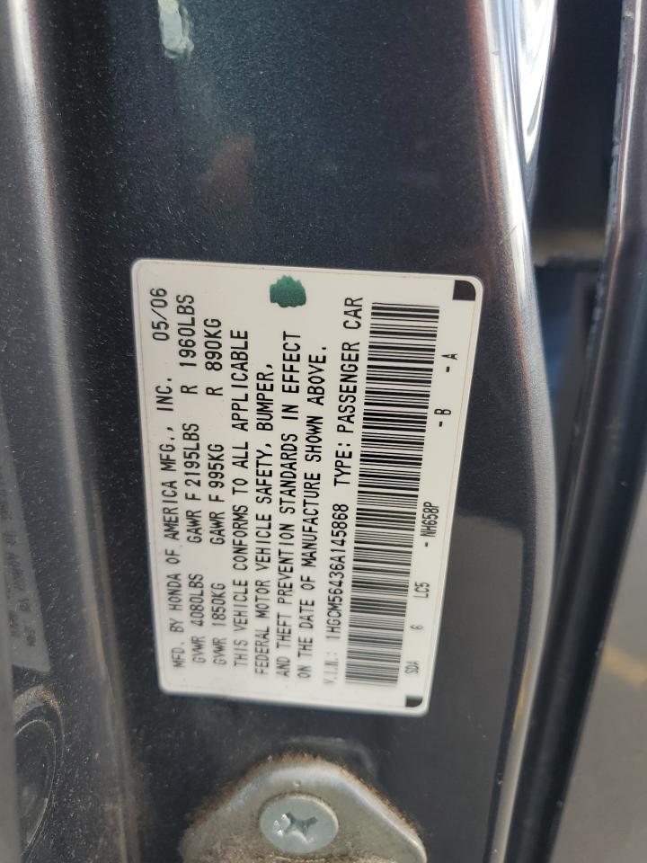 1HGCM56436A145868 2006 Honda Accord Lx