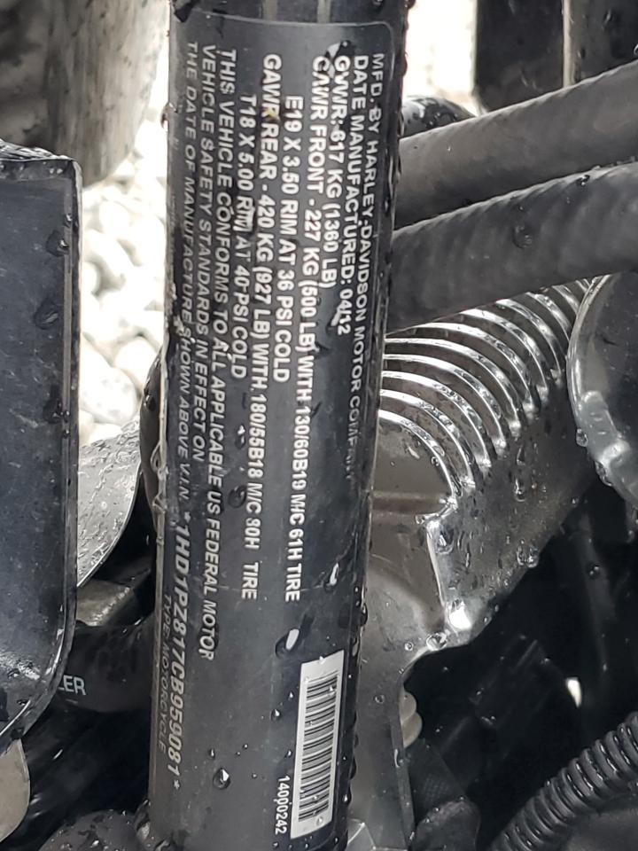 2012 Harley-Davidson Flhxse3 Cvo Street Glide VIN: 1HD1PZ817CB959081 Lot: 72961364