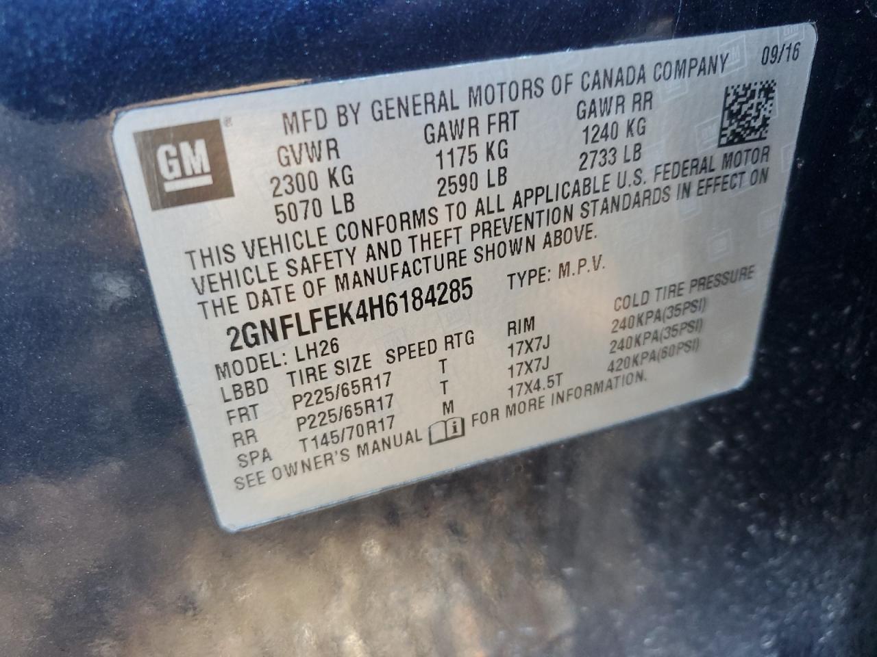 2GNFLFEK4H6184285 2017 CHEVROLET EQUINOX - Image 13