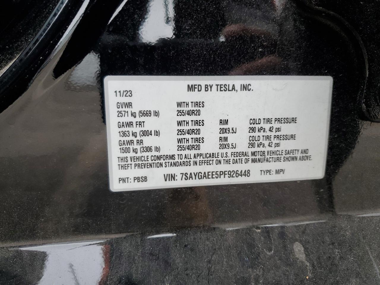 7SAYGAEE5PF926448 2023 Tesla Model Y