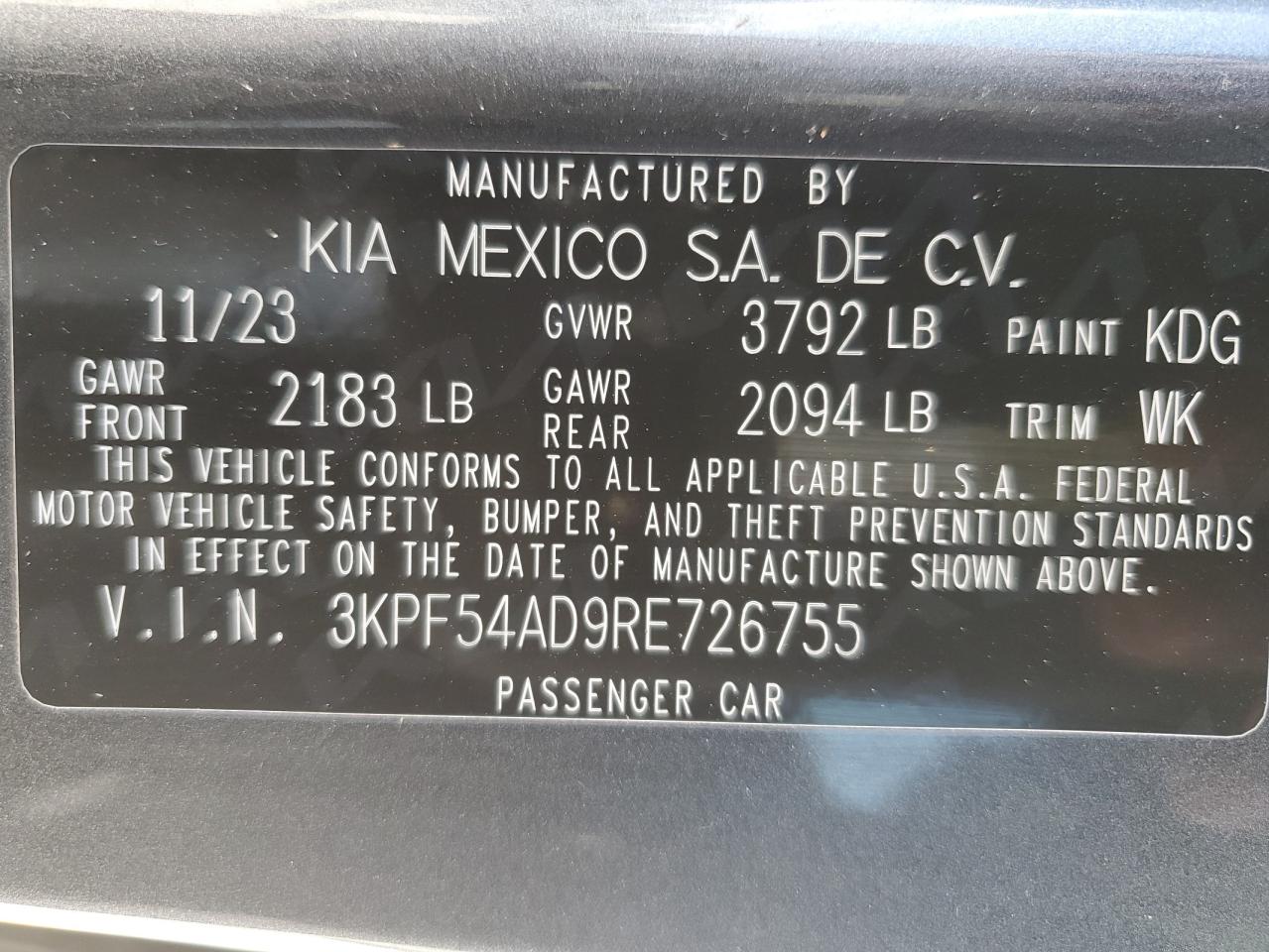 3KPF54AD9RE726755 2024 Kia Forte Gt Line