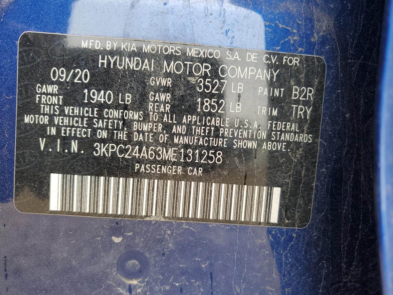 3KPC24A63ME131258 2021 Hyundai Accent Se