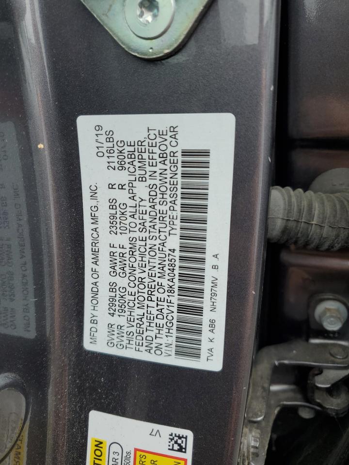 1HGCV1F18KA048574 2019 Honda Accord Lx