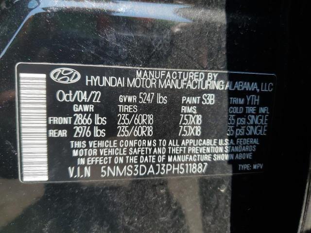 5NMS3DAJ3PH511887 Hyundai Santa Fe S 14