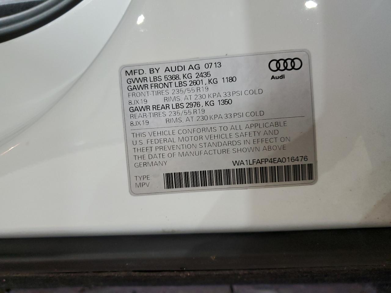 WA1LFAFP4EA016476 2014 Audi Q5 Premium Plus