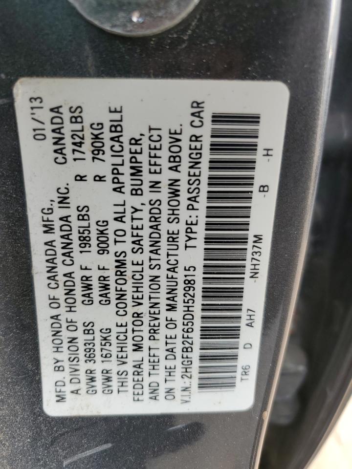 2HGFB2F65DH529815 2013 Honda Civic Hf