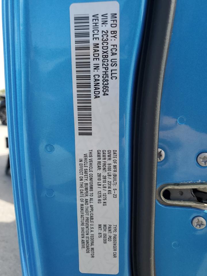 2023 Dodge Charger Sxt VIN: 2C3CDXBG2PH583654 Lot: 71178934