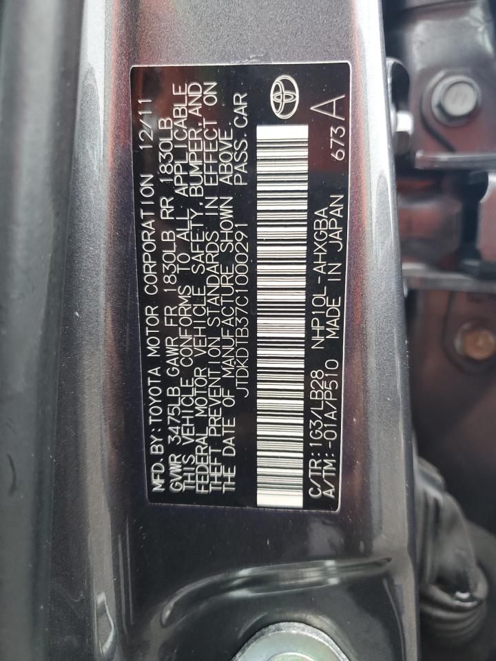 JTDKDTB37C1000291 2012 Toyota Prius C