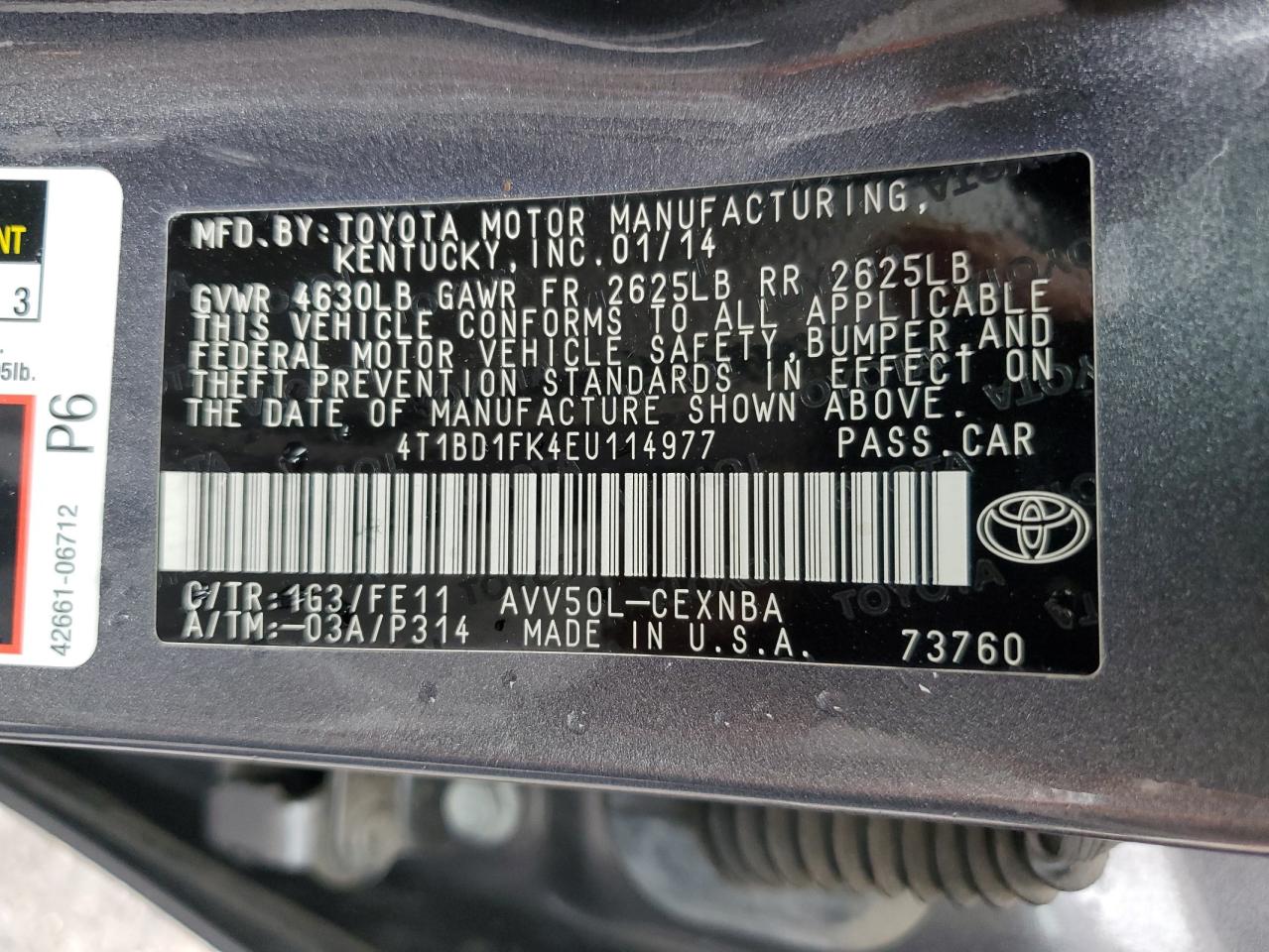 4T1BD1FK4EU114977 2014 Toyota Camry Hybrid