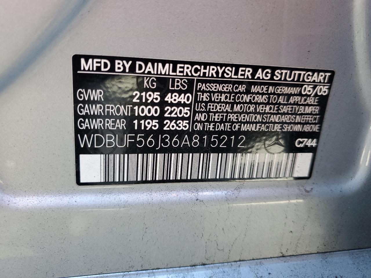 WDBUF56J36A815212 2006 Mercedes-Benz E 350