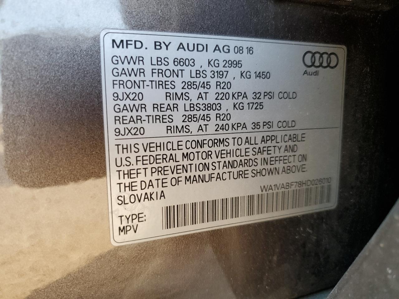 WA1VABF78HD026010 2017 AUDI Q7 - Image 12