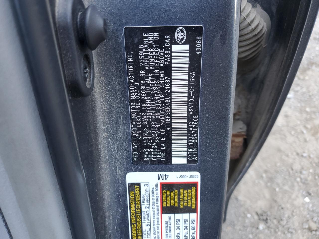 4T1BF3EK4BU121687 2011 Toyota Camry Base