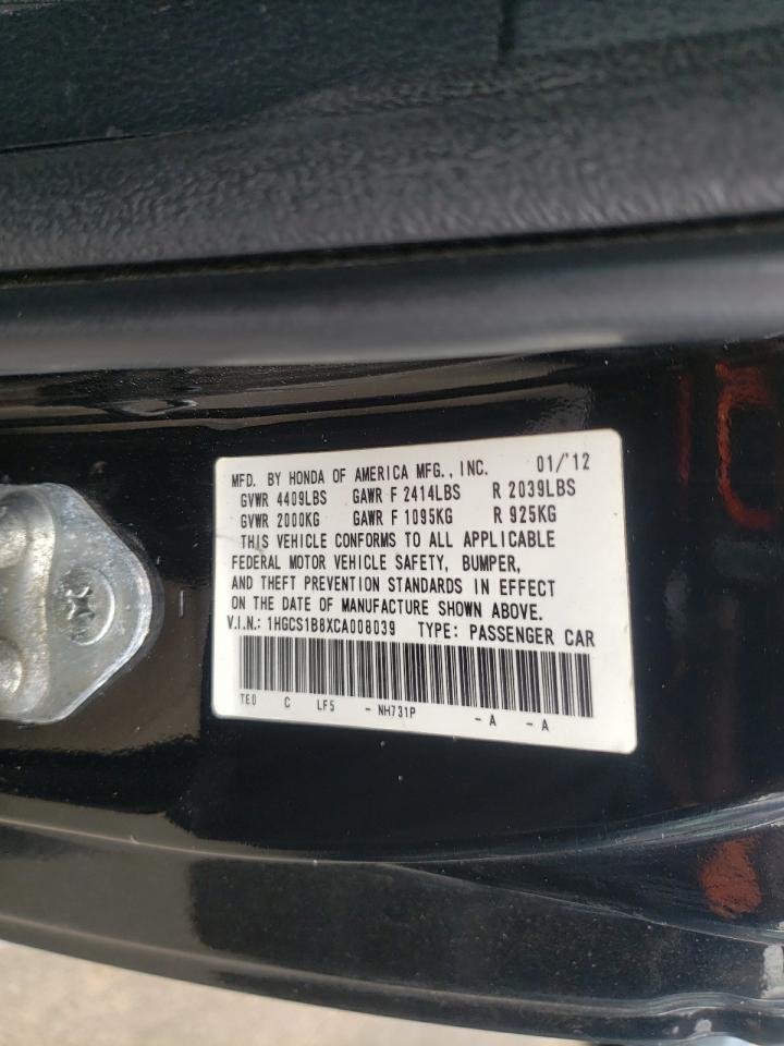 1HGCS1B8XCA008039 2012 Honda Accord Exl