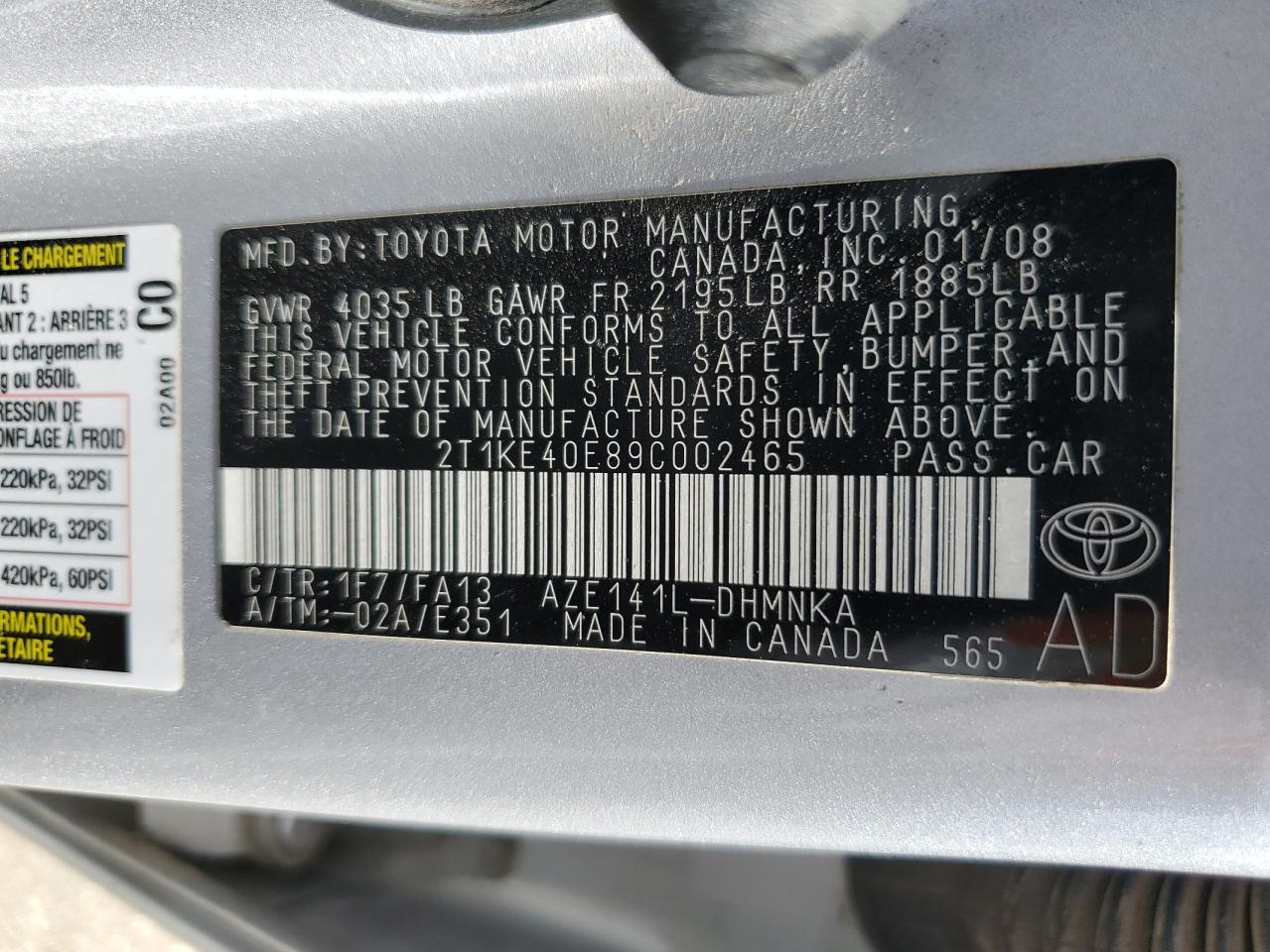 2T1KE40E89C002465 2009 Toyota Corolla Matrix S