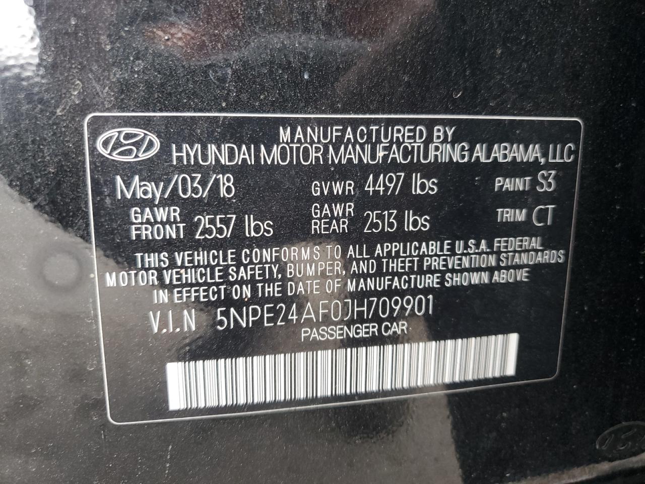 5NPE24AF0JH709901 2018 Hyundai Sonata Se