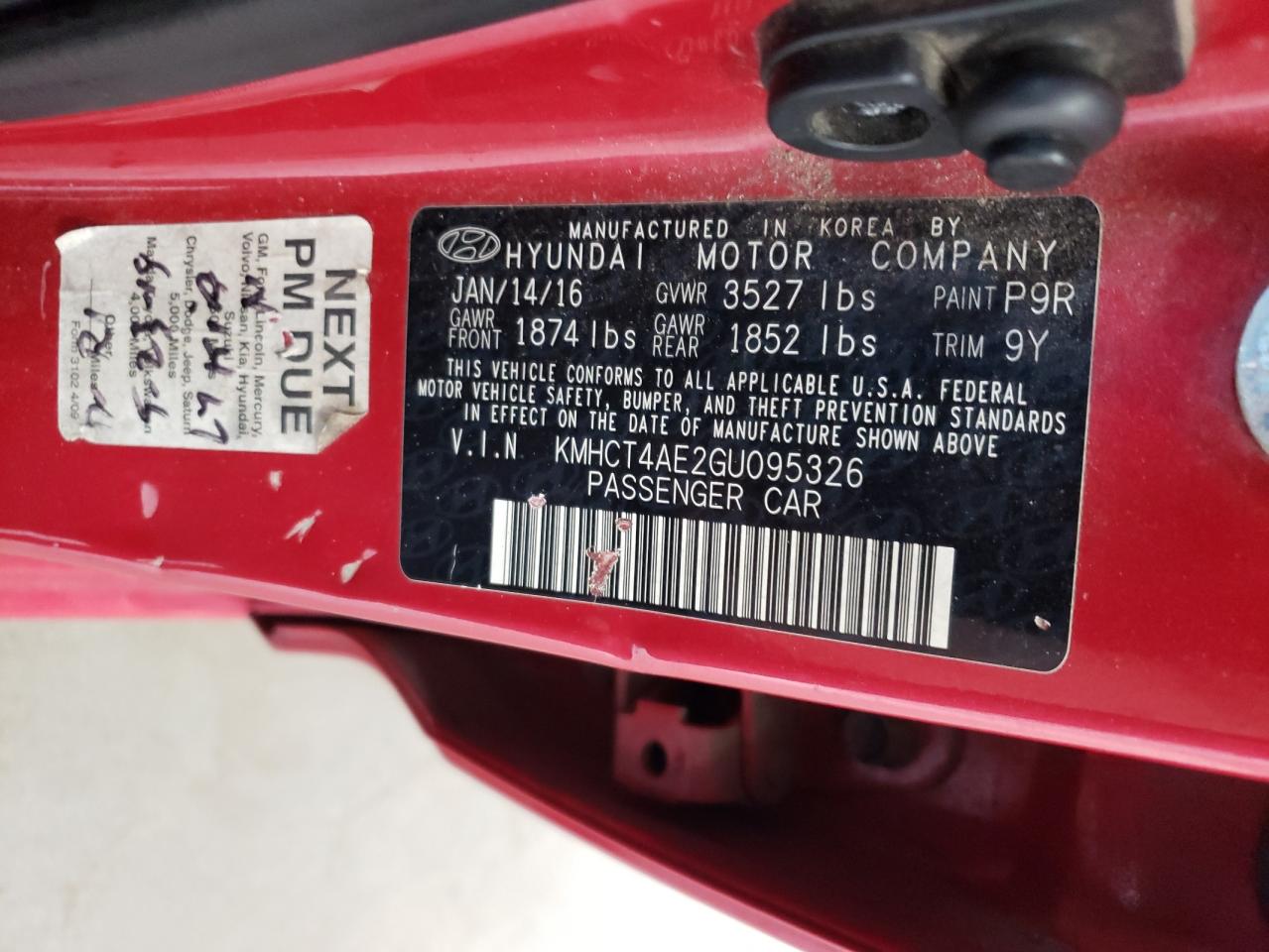 2016 Hyundai Accent Se VIN: KMHCT4AE2GU095326 Lot: 73096744