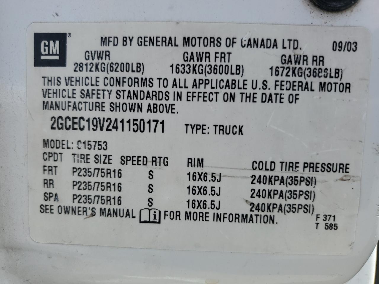 2GCEC19V241150171 2004 Chevrolet Silverado C1500