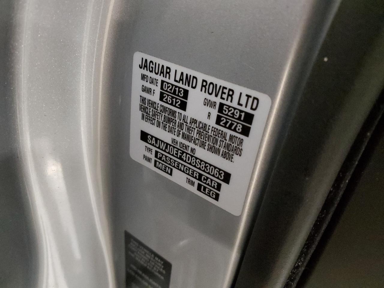 2013 Jaguar Xf VIN: SAJWJ0EF4D8S83063 Lot: 70517844