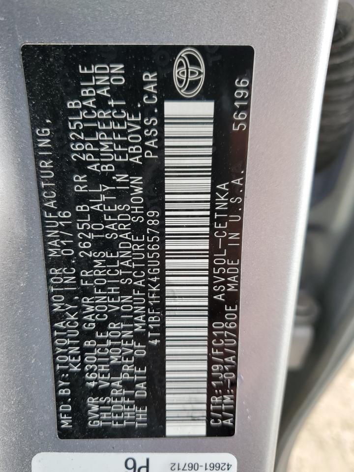 4T1BF1FK4GU565789 2016 Toyota Camry Le