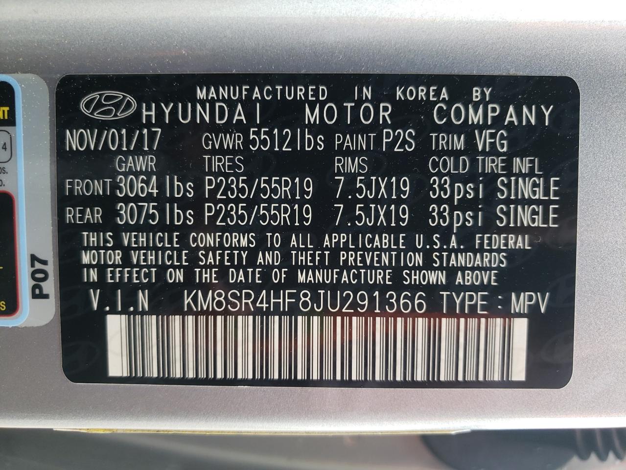 2018 Hyundai Santa Fe Se Ultimate VIN: KM8SR4HF8JU291366 Lot: 70883644