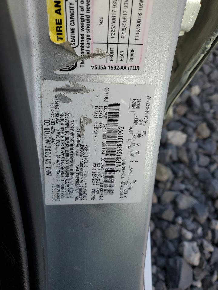 3FAHP0JG6BR331992 2011 Ford Fusion Sel