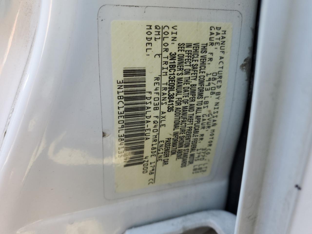 3N1BC13E09L384135 2009 Nissan Versa S