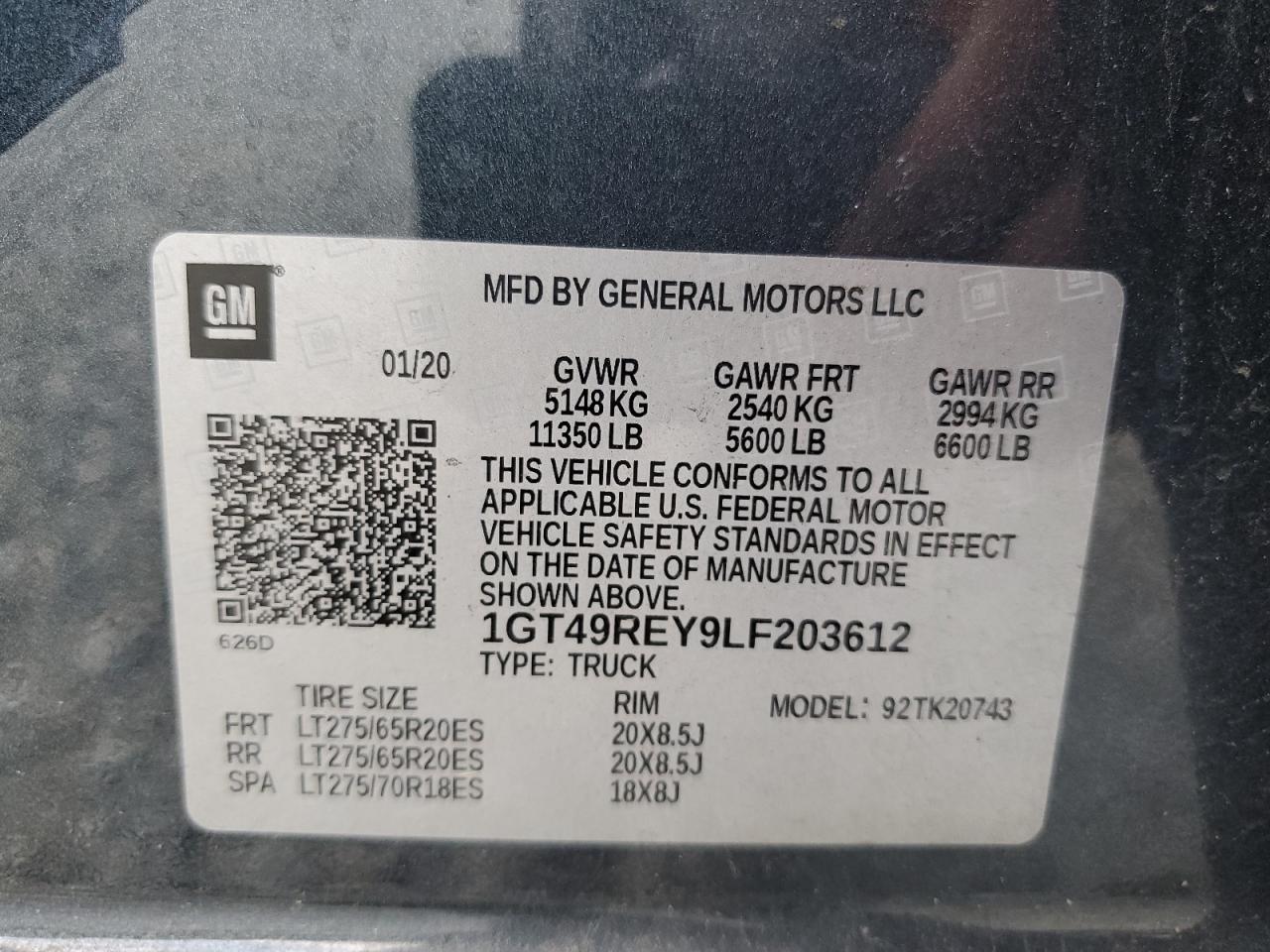 1GT49REY9LF203612 2020 GMC Sierra K2500 Denali