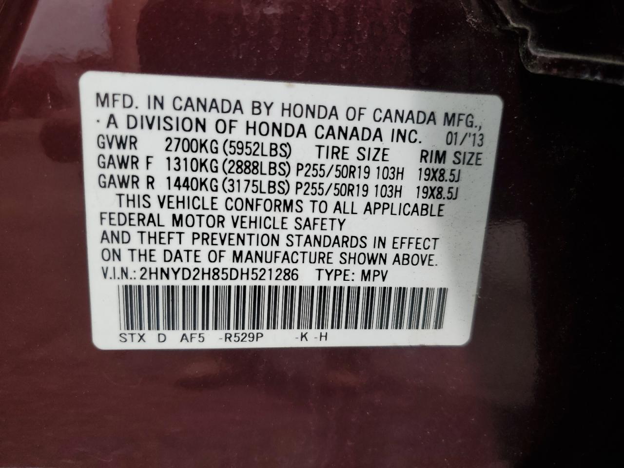 2HNYD2H85DH521286 2013 Acura Mdx Advance