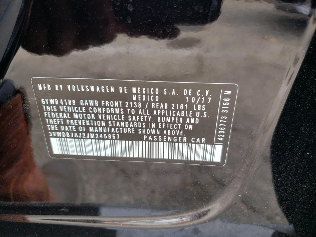 3VWDB7AJ2JM245857 2018 Volkswagen Jetta Se