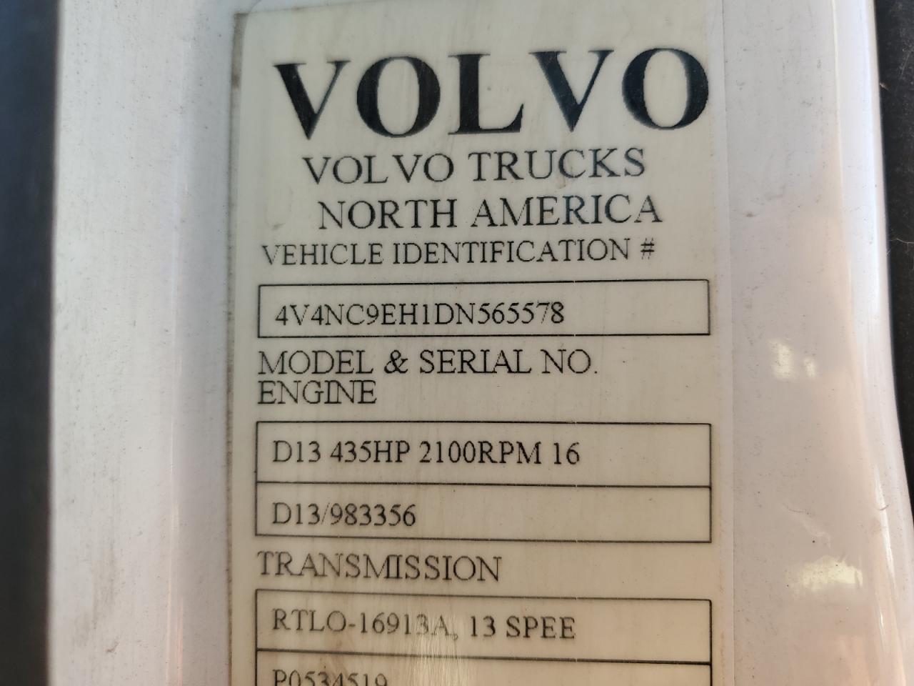 2013 Volvo Vn Vnl VIN: FL1P41922334 Lot: 71787474