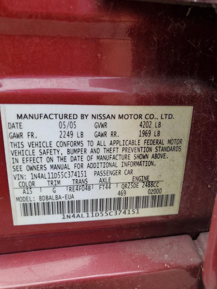 1N4AL11D55C374151 2005 Nissan Altima S