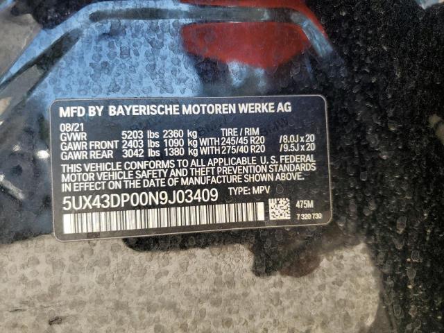 5UX43DP00N9J03409 BMW X3 SDRIVE3 13