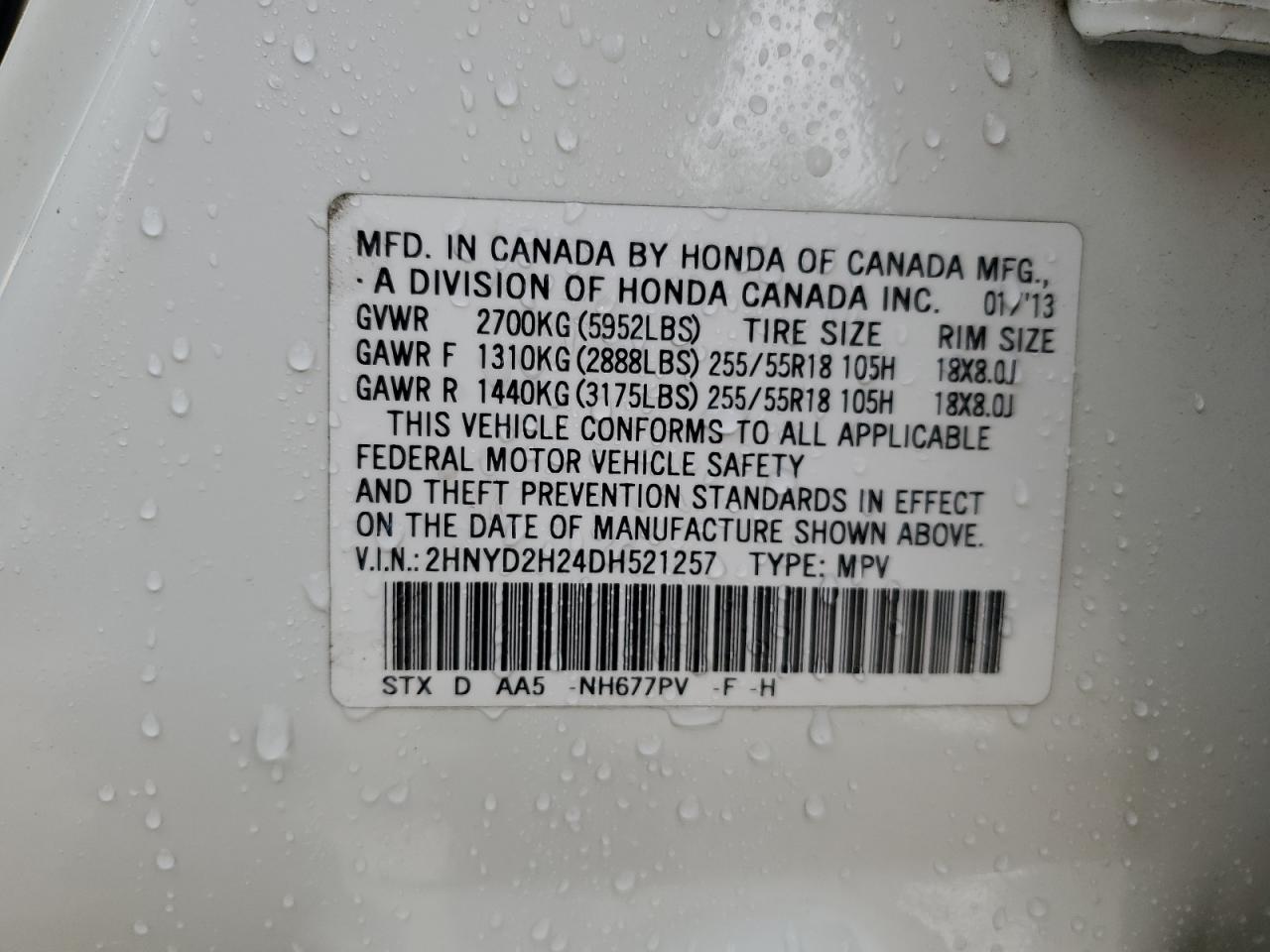 2HNYD2H24DH521257 2013 Acura Mdx