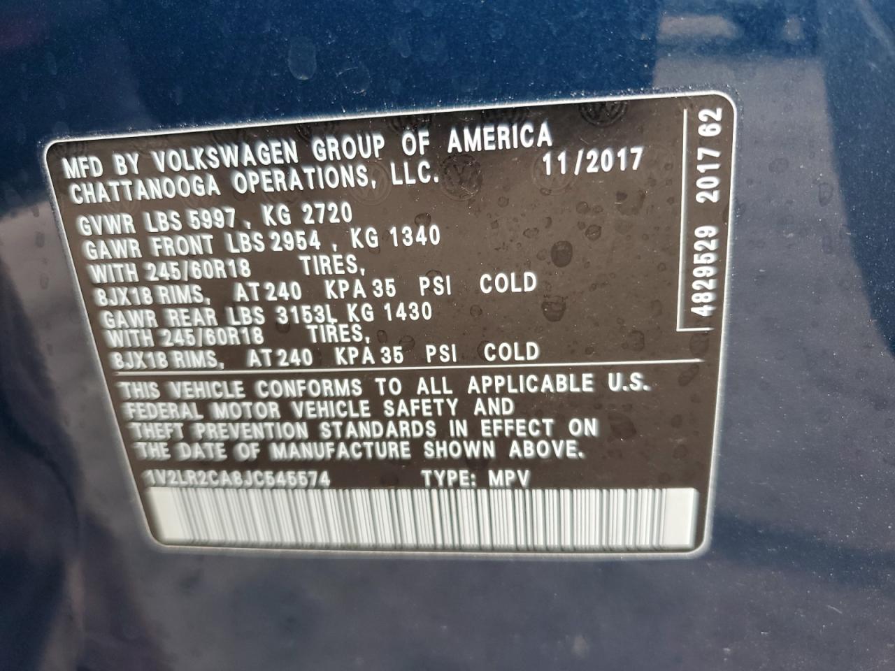 1V2LR2CA8JC545574 2018 Volkswagen Atlas Se