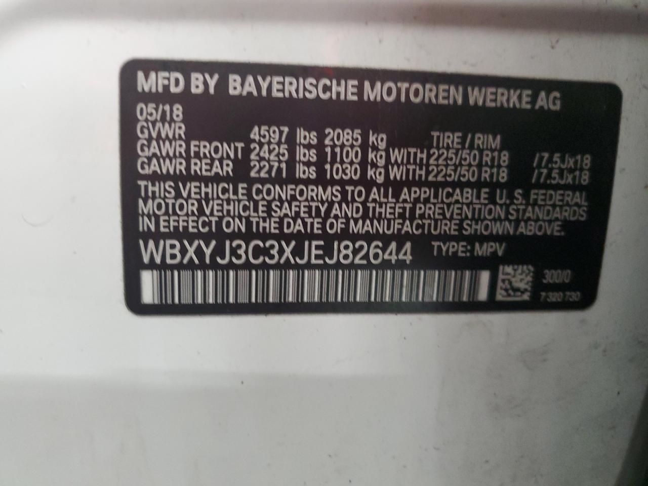 WBXYJ3C3XJEJ82644 2018 BMW X2 Sdrive28I