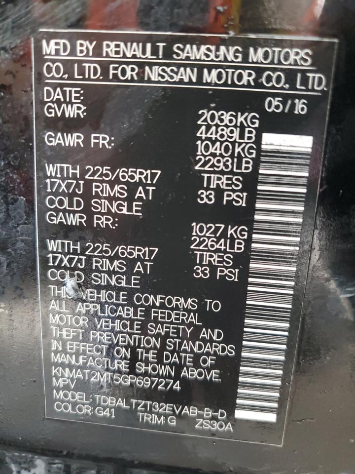 KNMAT2MT5GP697274 2016 NISSAN ROGUE - Image 13