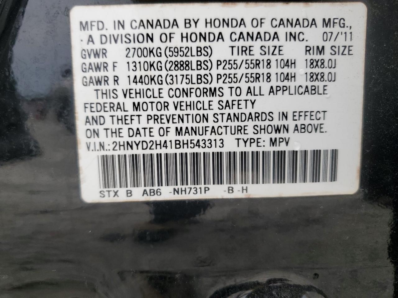 2HNYD2H41BH543313 2011 Acura Mdx Technology