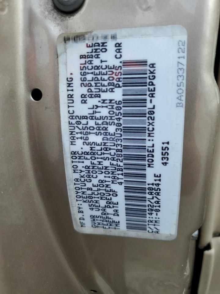 4T1BF28B33U304506 2003 Toyota Avalon Xl