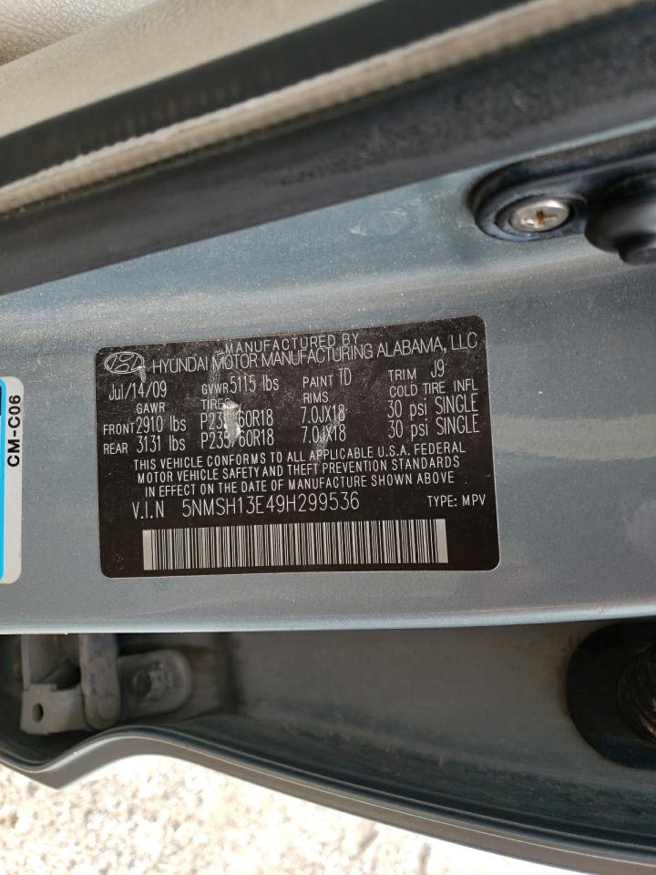 2009 Hyundai Santa Fe Se VIN: 5NMSH13E49H299536 Lot: 70890434
