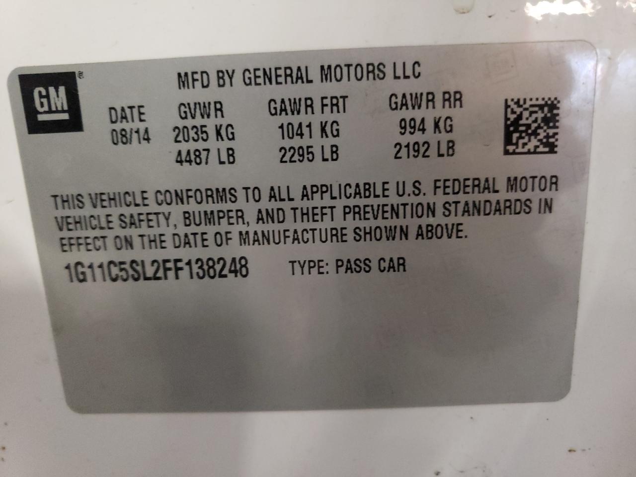 1G11C5SL2FF138248 2015 CHEVROLET MALIBU - Image 14