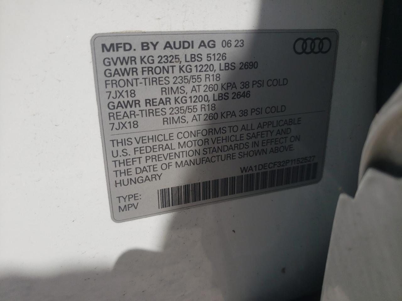 WA1DECF32P1152527 2023 Audi Q3 Premium S Line 45