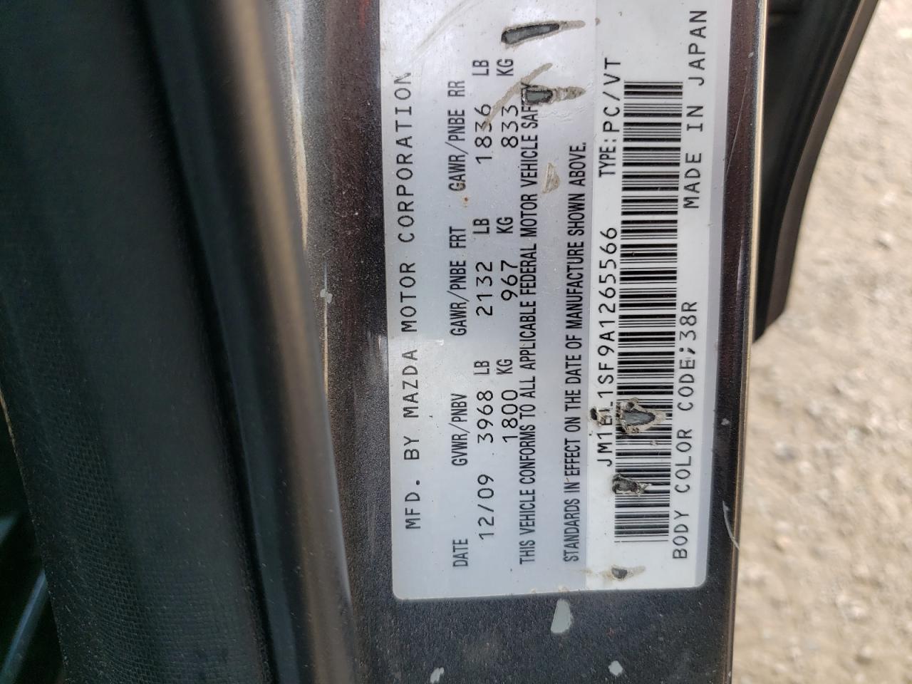 2010 Mazda 3 I VIN: JM1BL1SF9A1265566 Lot: 71968624