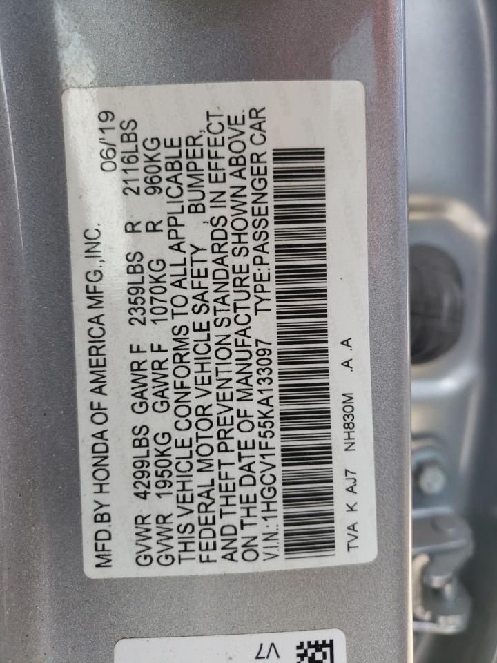 1HGCV1F55KA133097 2019 Honda Accord Exl