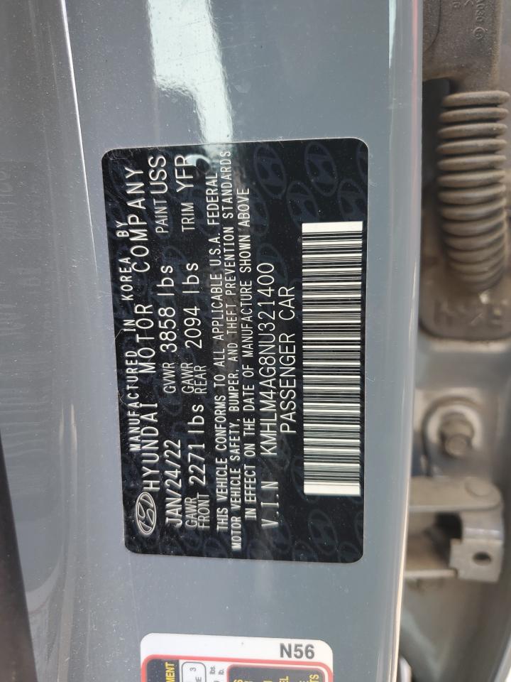 KMHLM4AG8NU321400 2022 Hyundai Elantra Sel