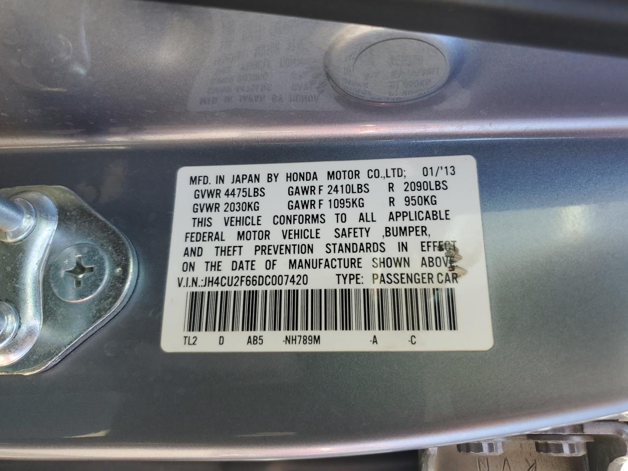 JH4CU2F66DC007420 2013 Acura Tsx Tech