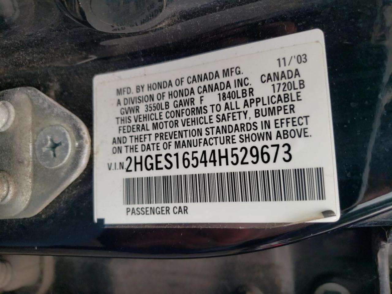 2HGES16544H529673 2004 Honda Civic Lx