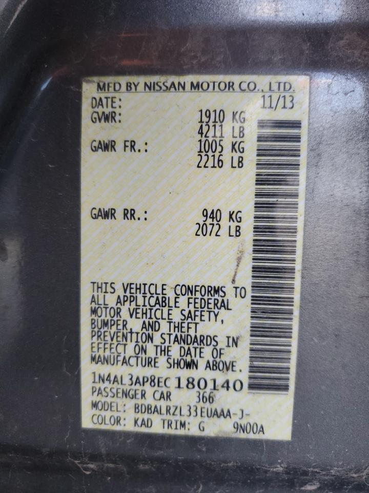 2014 Nissan Altima 2.5 VIN: 1N4AL3AP8EC180140 Lot: 71816444