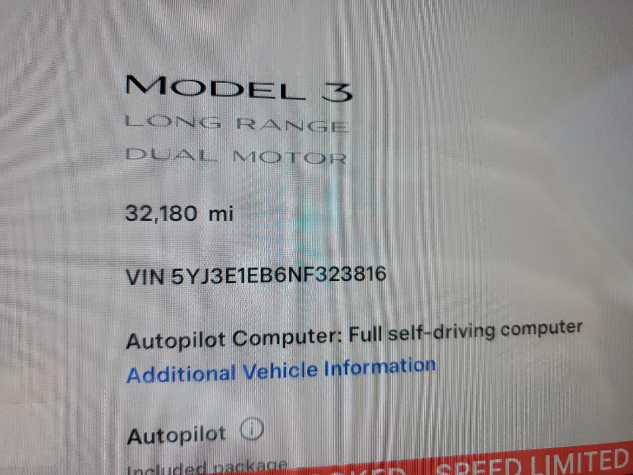 5YJ3E1EB6NF323816 2022 Tesla Model 3