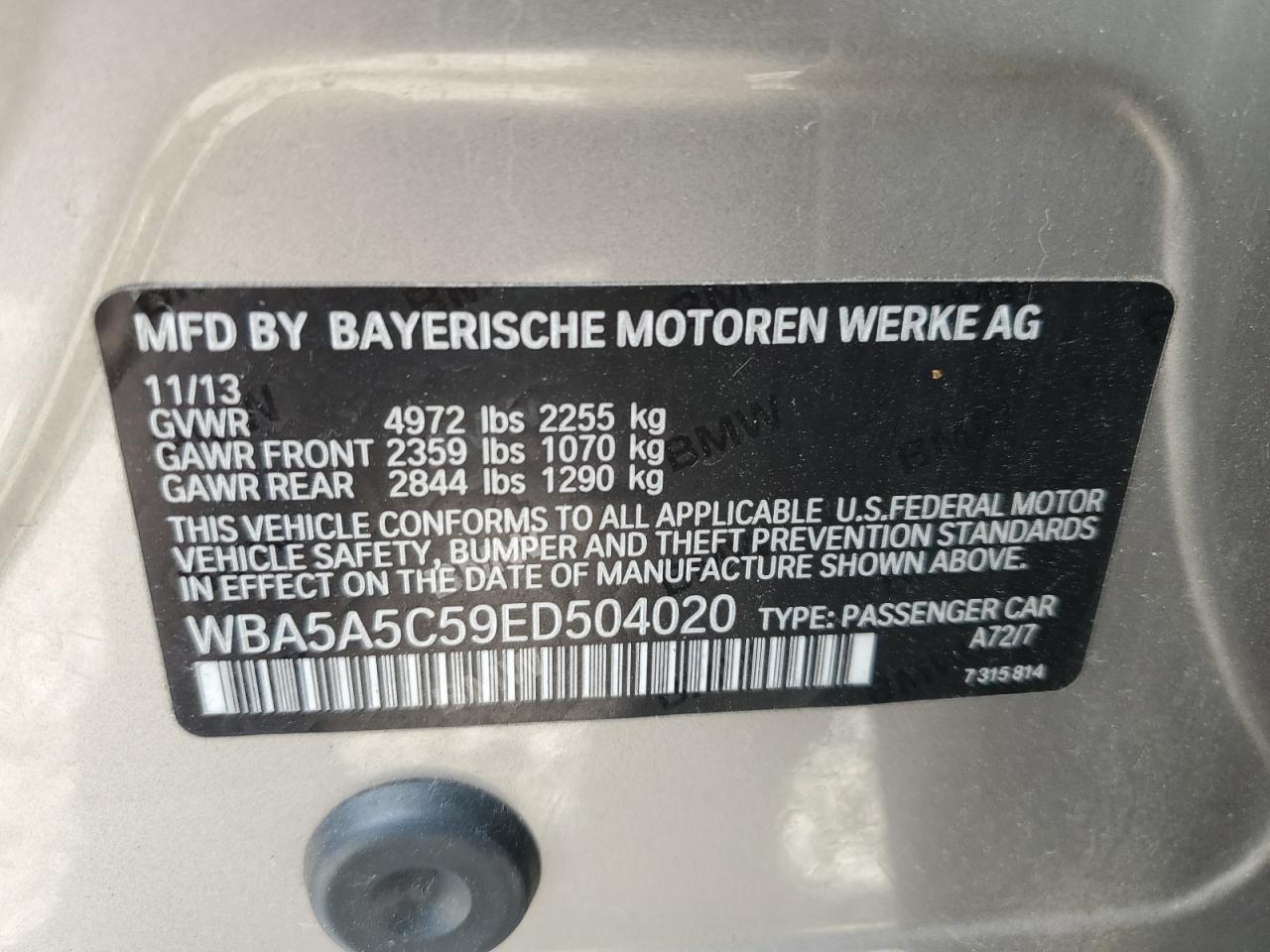 WBA5A5C59ED504020 2014 BMW 528 I