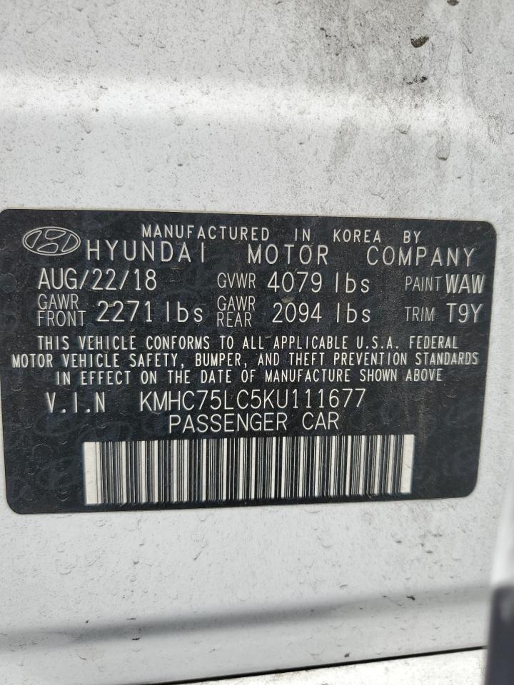 KMHC75LC5KU111677 2019 Hyundai Ioniq Sel